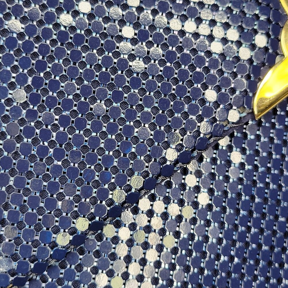 Vintage Apelle Italia Beaded Envelope Handbag Blue & Gold Magnetic Chain Strap - Picture 12 of 12